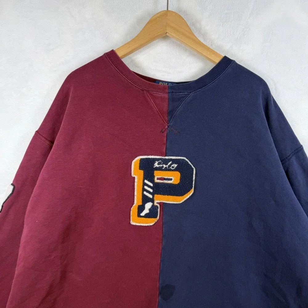 Polo Ralph Lauren P Wing Patch Varsity Colorblock Sweatshirt Mens 3XB Big & Tall
